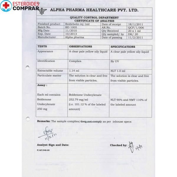 BOLDEBOLIN 250MG ALFA PHARMA UNDECILENATO DE BOLDENONA - Imagen 2