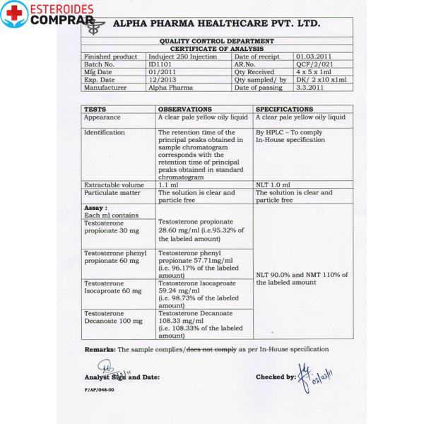 INDUJECT 250MG SUSTANON ALFA PHARMA - Imagen 2