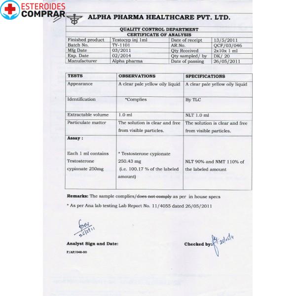 TESTOCYP 250MG ALFA PHARMA TESTOSTERONA CIPIONATO - Imagen 2